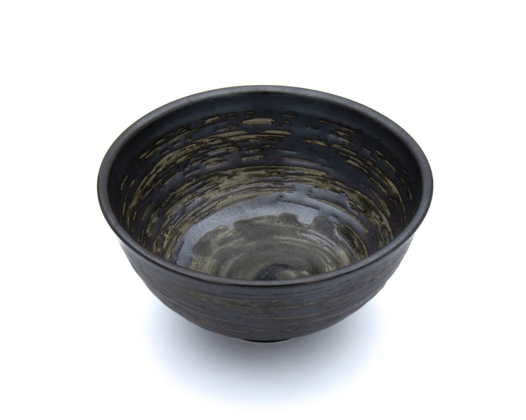 Bol à Riz Black Whirlpool – Artisanat Mino-yaki - Kurouzu.webp