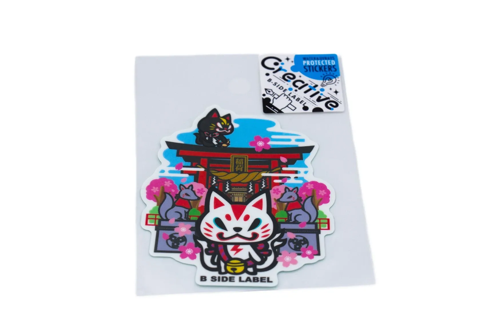 Sticker haute résistance "Kitsune et Sanctuaire Inari" - grand format -   B-Side