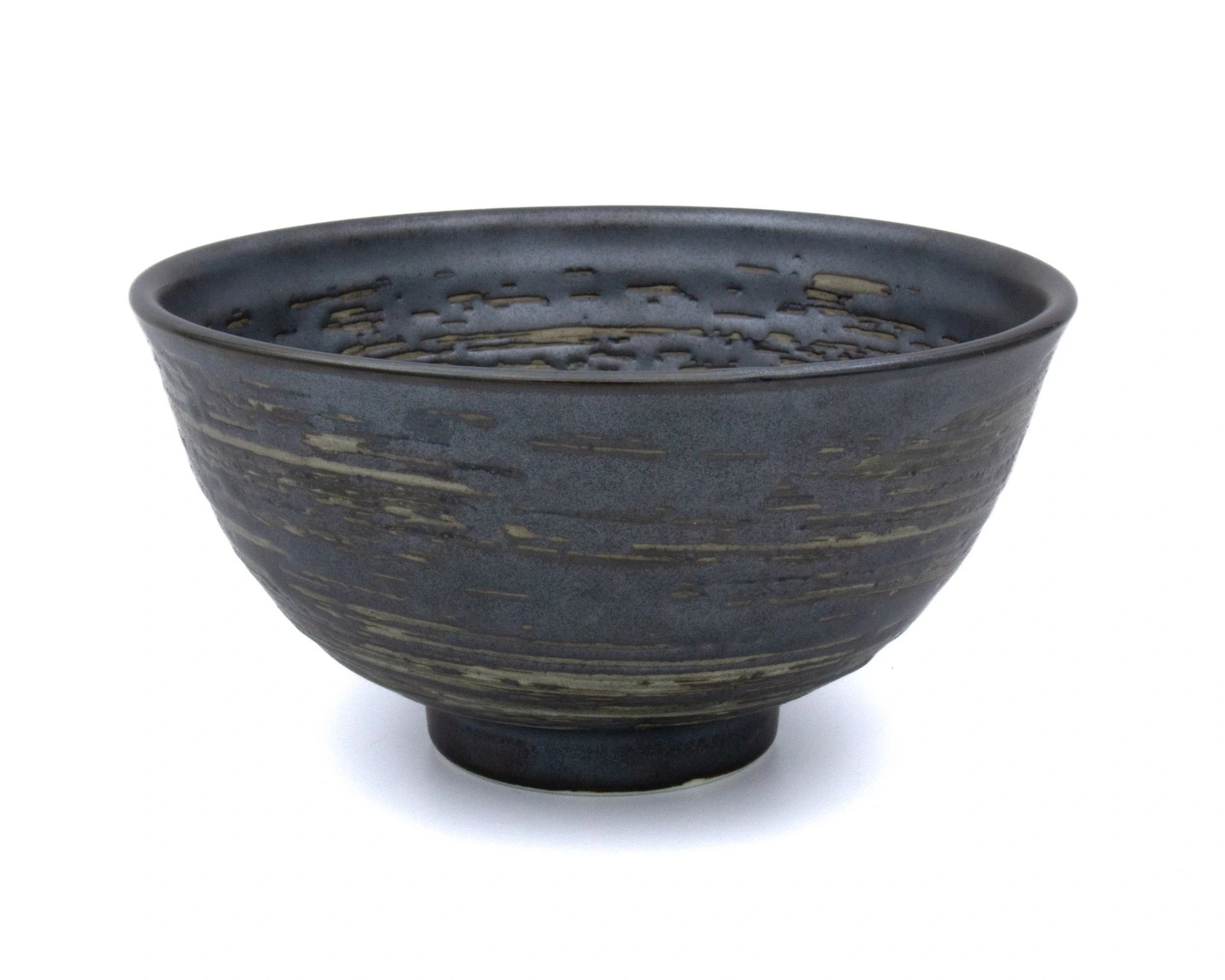 [BORI019] Bol à Riz Black Whirlpool – Artisanat Mino-yaki - Kurouzu