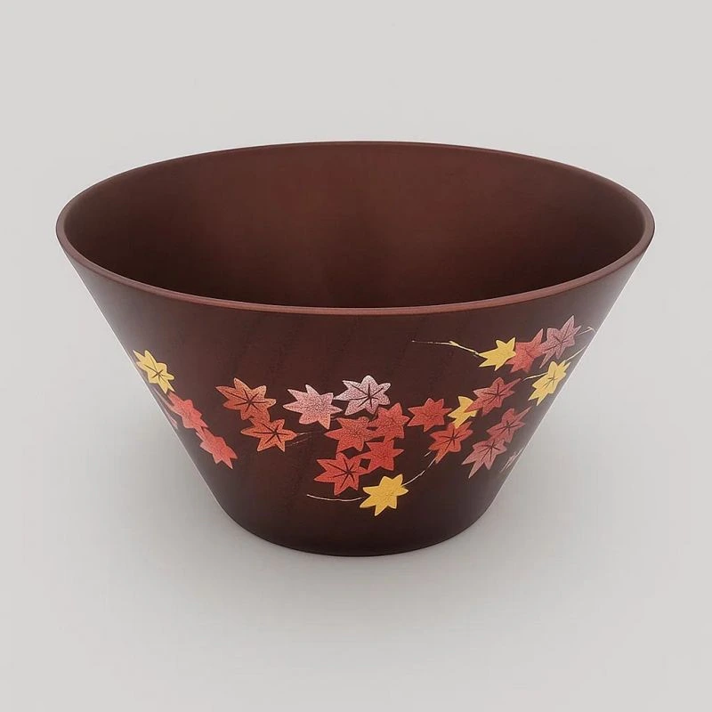 Bol à riz japonais en bois - motif feuilles d'érable NATSUME