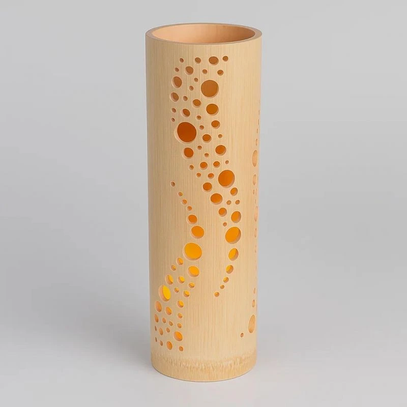 Lampe japonaise en bambou + bougie LED, NAMI