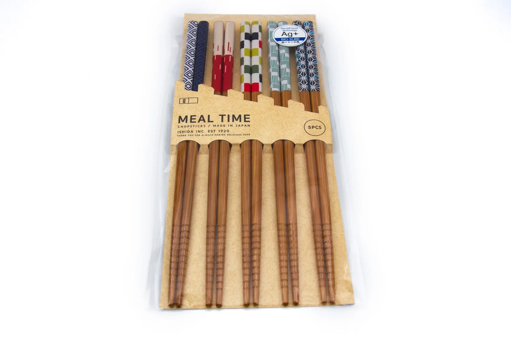 Set de 5 paires de baguettes en bambou naturel - Ishida